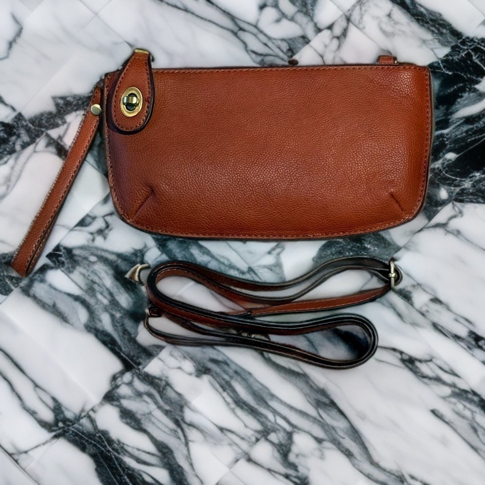 NWOT Joy Susan Clutch Crossbody Convertible bag in Cinnamon Color Vegan Leather